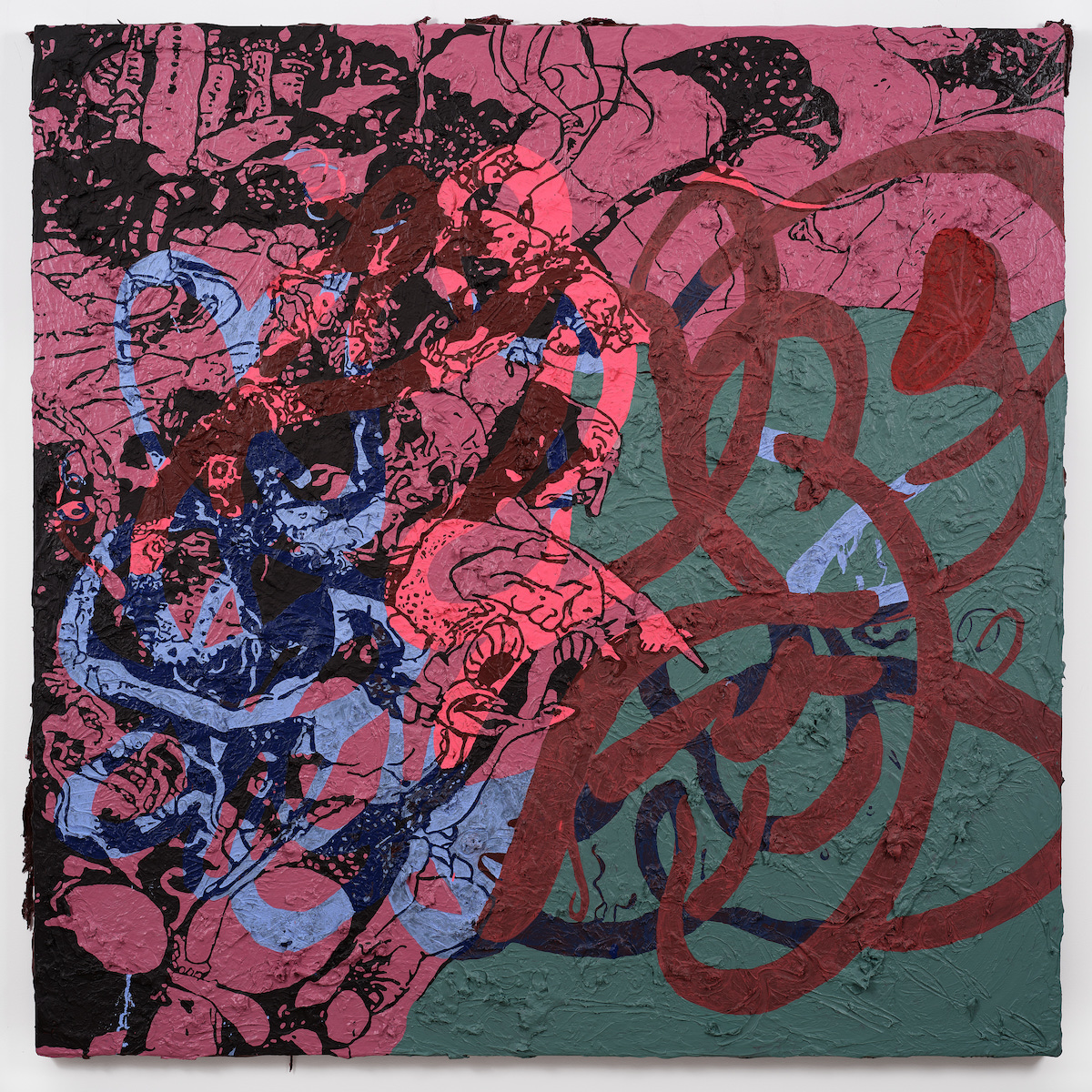 <i>Untitled</i>, 2023. Acrylic, aquazol, and matte gel on canvas, 60 x 60 in (152.4 x 152 cm)